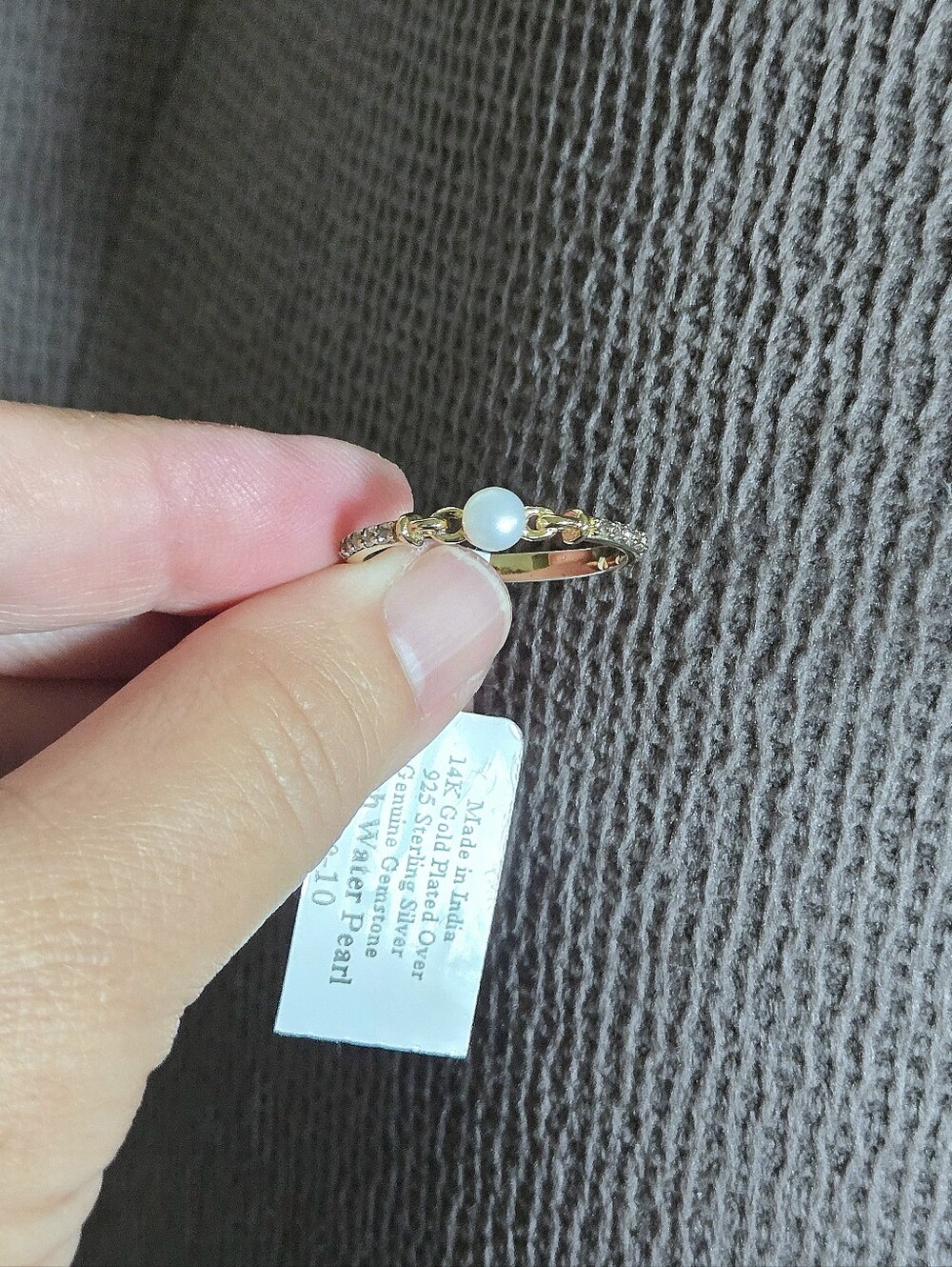 Shivam Dainty Fresh Water Pearl and White Topaz Ring💍